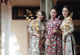 Nhật Nguyệt dịu dàng trong tà áo dài truyền thống đón Xuân