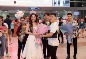 Hoa hậu Oanh Lê đẹp rạng ngời ngày về nước sau đăng quang Hoa hậu Qúy bà Thế giới