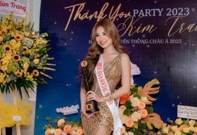 Diễn viên Lý Hương chúc mừng Kim Trang đạt giải Hoa hậu Truyền thông Châu Á