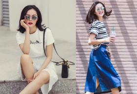 Mix trang phục trẻ trung với áo thun cổ tròn