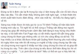 Tuấn Hưng tái xuất Facebook kêu gọi giúp đỡ đồng bảo Quảng Ninh