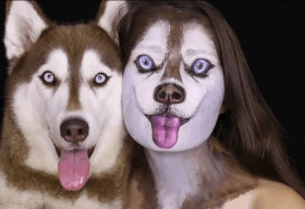 Cô gái 21 tuổi trang điểm để giống y như chú chó của mình