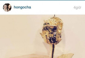 Hồ Ngọc Hà khoe hoa hồng bằng vàng đắt đỏ