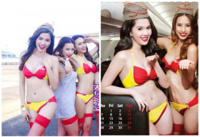 Ngọc Trinh, Phạm Hương mặc bikini lên lịch VietJet 2016