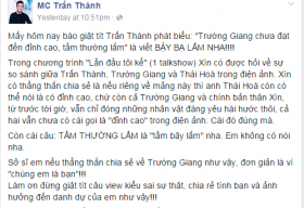 Trấn Thành phân trần về việc chê Trường Giang tầm thường