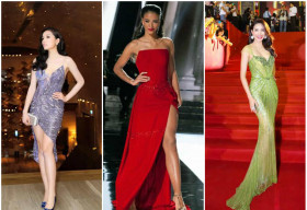 Kỳ Duyên, Phạm Hương đọ catwalk cùng Hoa hậu Pháp