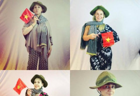 Mrs Universal 2016 mang khăn rằn, mũ tai bèo chào Việt Nam   