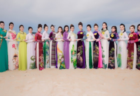 Dàn thí sinh Hoa hậu Phụ nữ Sắc đẹp 2017 khoe dáng với áo dài