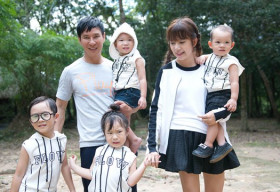 Minh Hà cùng các con ra phim trường để cổ vũ Lý Hải làm phim