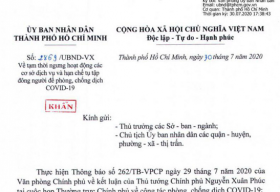 TP.HCM gửi công văn khẩn: Từ 0g đêm nay 31-7, cấm tụ tập 30 người, đóng cửa bar, vũ trường…