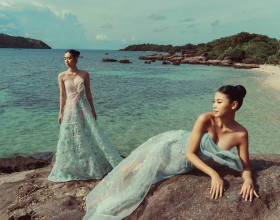 Diệp Bảo Ngọc, Đào Thị Hà lộng lẫy trong váy cưới của NTK Hoàng Hải giữa biển trời Phú Quốc
