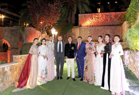 H’Hen Niê, Ngô Mỹ Uyên duyên dáng trong thiết kế áo dài Hoàng Hải tại Italy