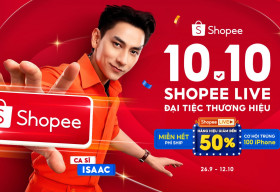 Săn hàng hiệu nửa giá và trúng 100 iPhone tại Đại Tiệc Thương Hiệu 10.10 trên Shopee