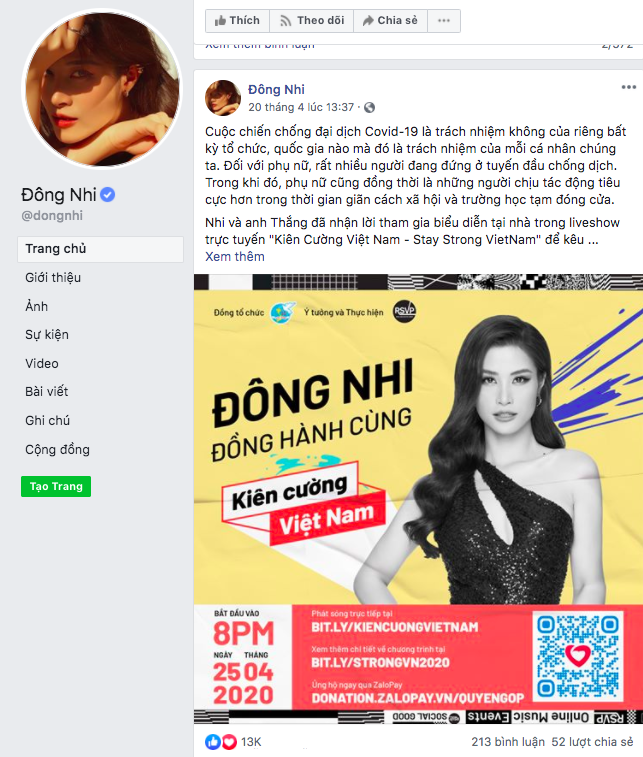 2 Dong Nhi RSVP Event Kien Cuong Viet Nam Nghệ sĩ Việt kêu gọi cộng đồng đừng vội ăn mừng, để chắc thắng đại dịch Covid 19