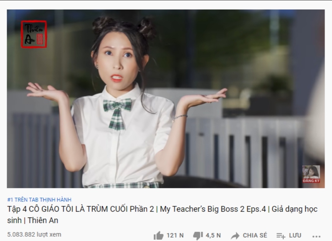 Screenshot 20210603 215324 Thiên An chễm chệ top 1 trending Youtube với ‘Cô giáo tôi là trùm cuối’ phần 2