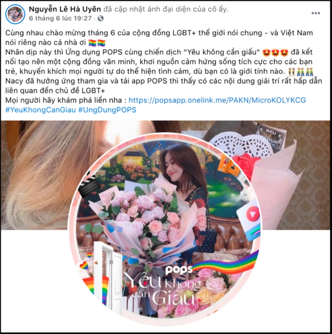 Screenshot 20210610 135323 Loạt hotface thay áo Facebook với avatar cầu vòng hưởng ứng tháng Tự hào LGBT+