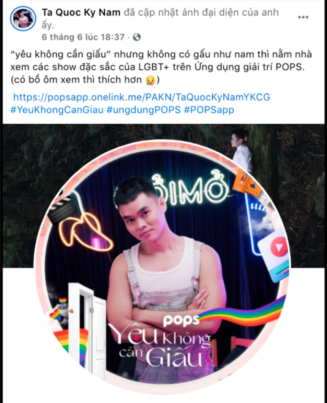 Screenshot 20210610 135426 Loạt hotface thay áo Facebook với avatar cầu vòng hưởng ứng tháng Tự hào LGBT+