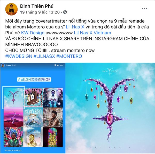 Đinh Thiên Phú 4 Remake ảnh bìa Album Montero của Lil Nas X, designer Đinh Thiên Phú được giới chuyên môn quốc tế chú ý