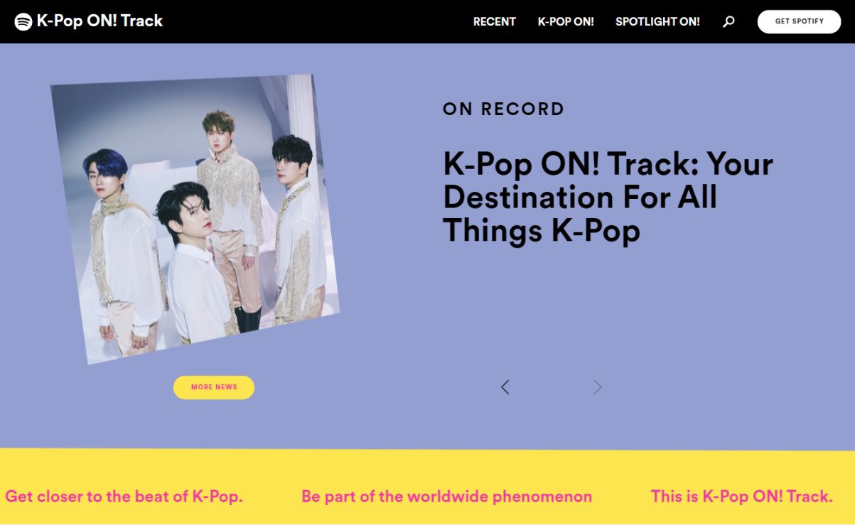 Home Page blue 1 Spotify ra mắt ‘K Pop ON! Track’, trang dành riêng cho K Pop