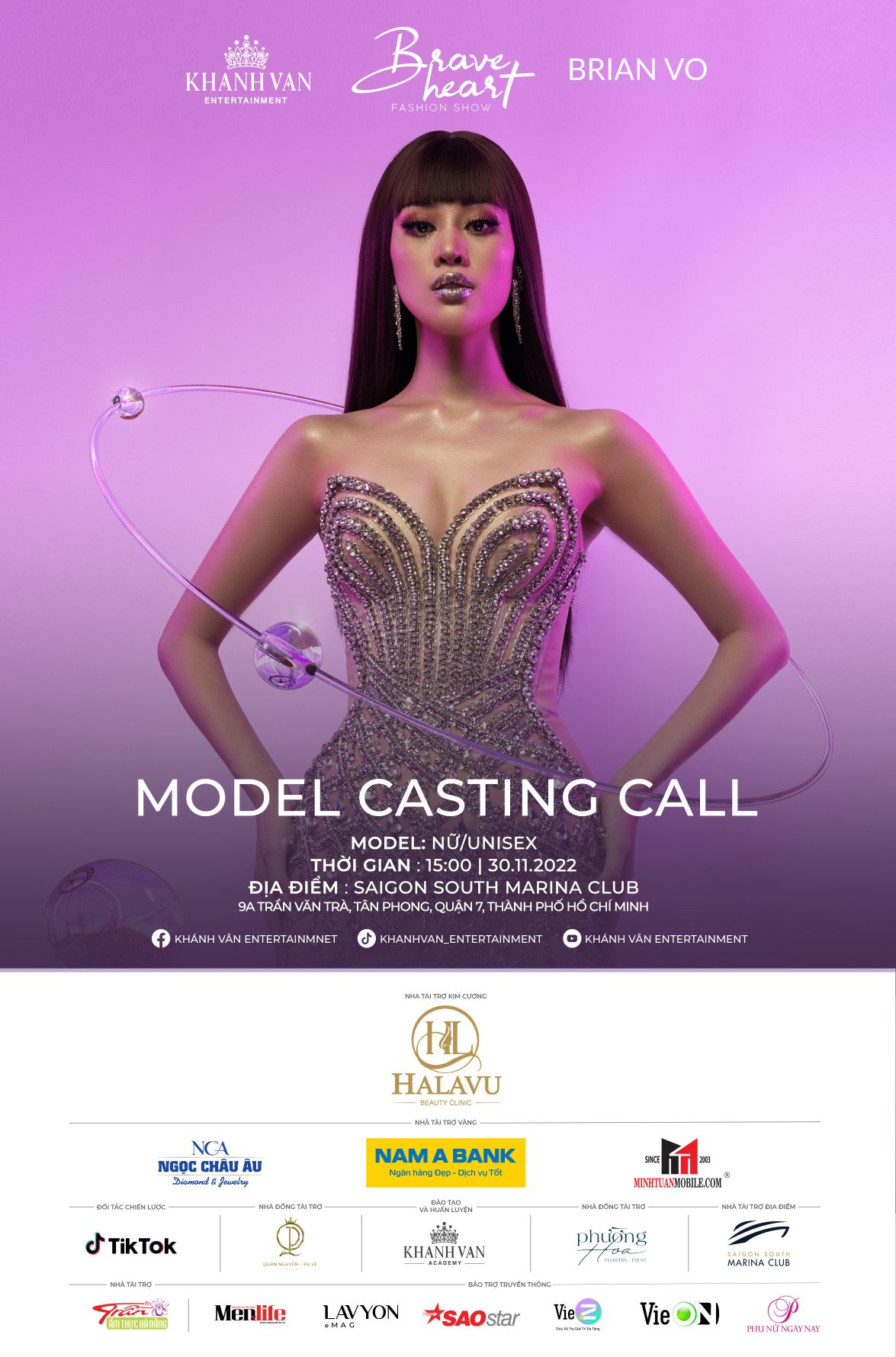 Casting Call NTK Brian Vo Khánh Vân tuyển chọn người mẫu trình diễn cho Brave Heart Fashion Show 2022