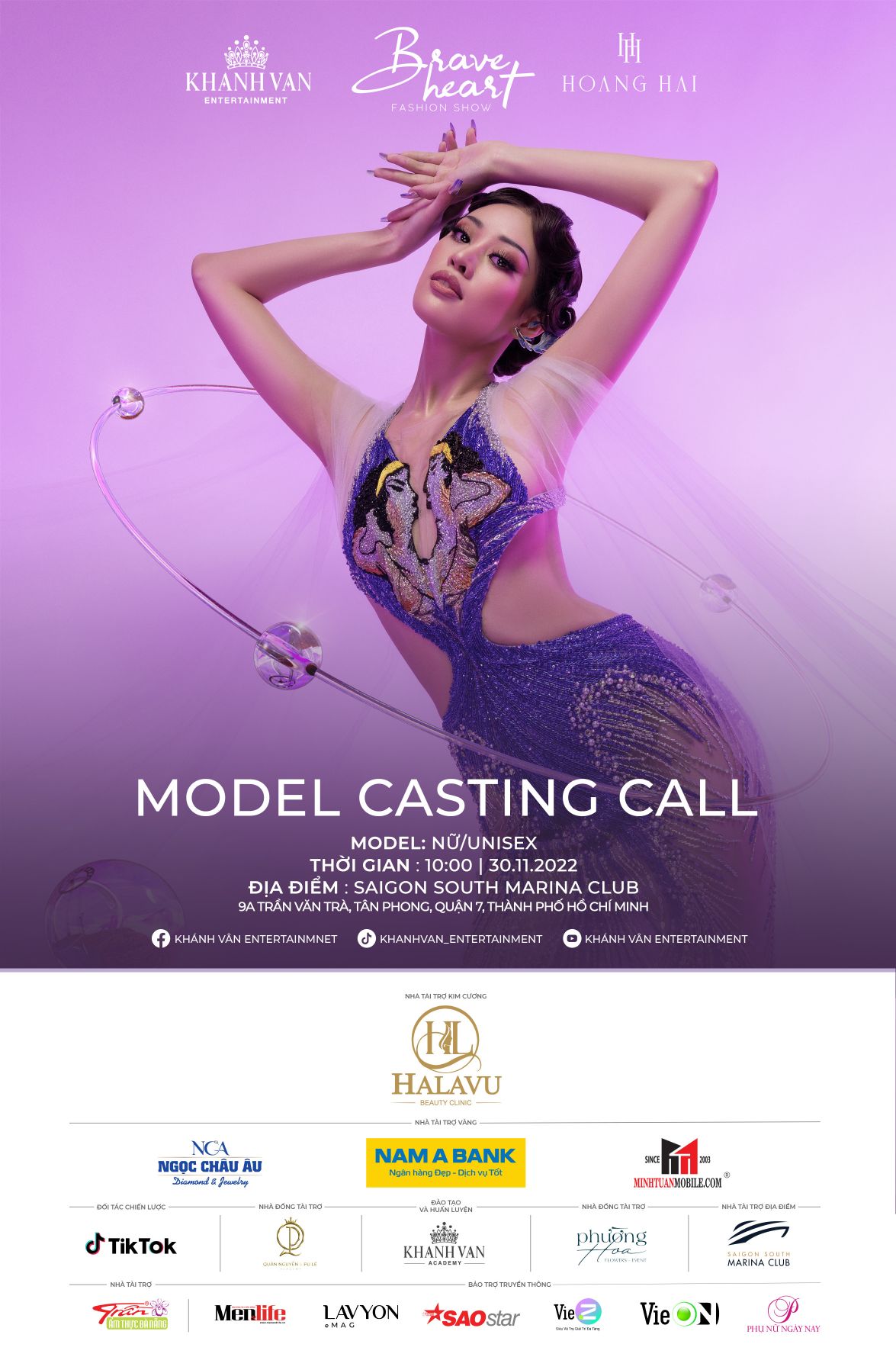 Casting Call NTK Hoang Hai Khánh Vân tuyển chọn người mẫu trình diễn cho Brave Heart Fashion Show 2022