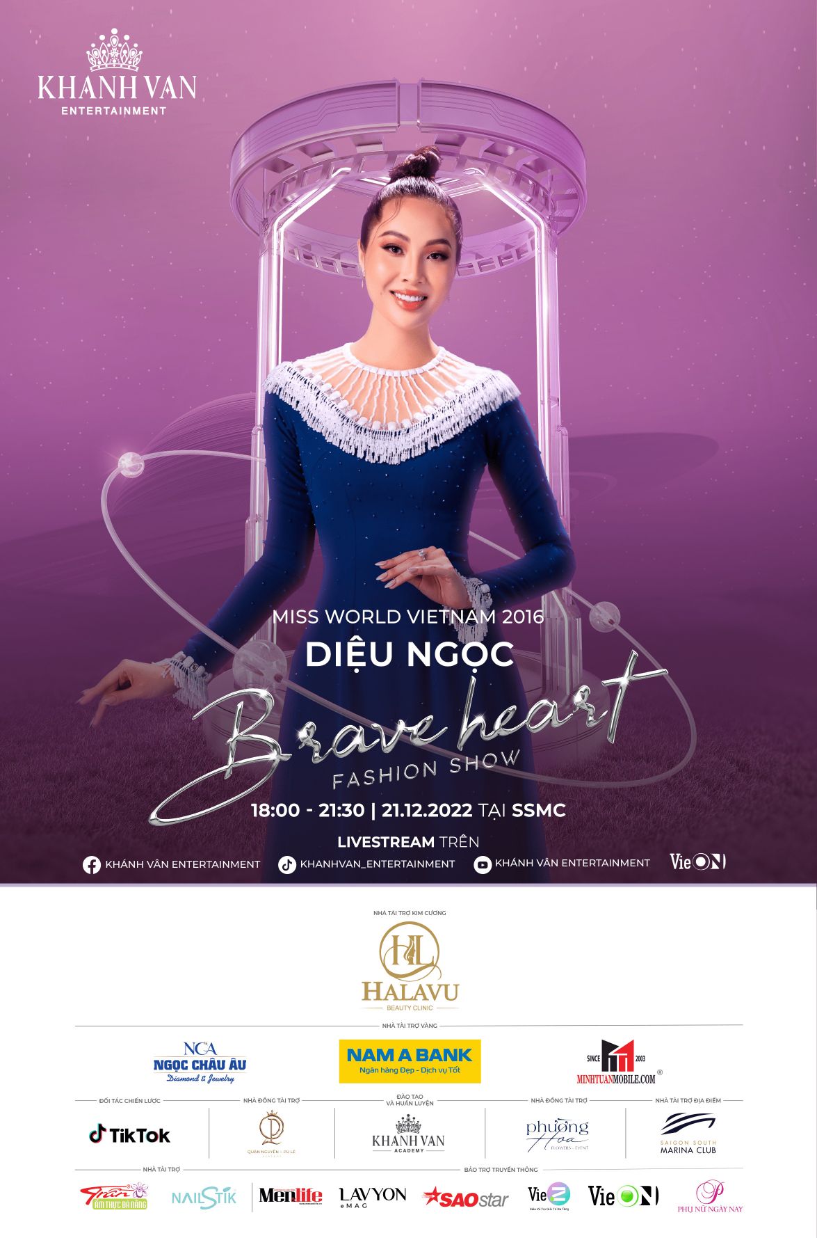 Poster nguoi dep Dieu Ngoc 1 Miss World Vietnam 2015 Lan Khuê và Miss World Vietnam 2016 Diệu Ngọc hội ngộ tại “Brave Heart Fashion Show 2022
