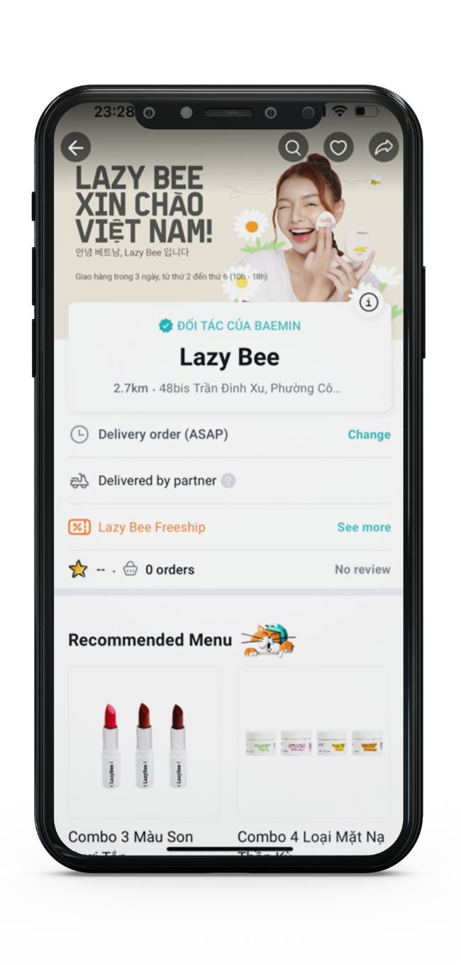 Cửa hàng Lazy Bee trên ứng dụng BAEMIN BAEMIN chính thức ra mắt thương hiệu mỹ phẩm mang tên Lazy Bee