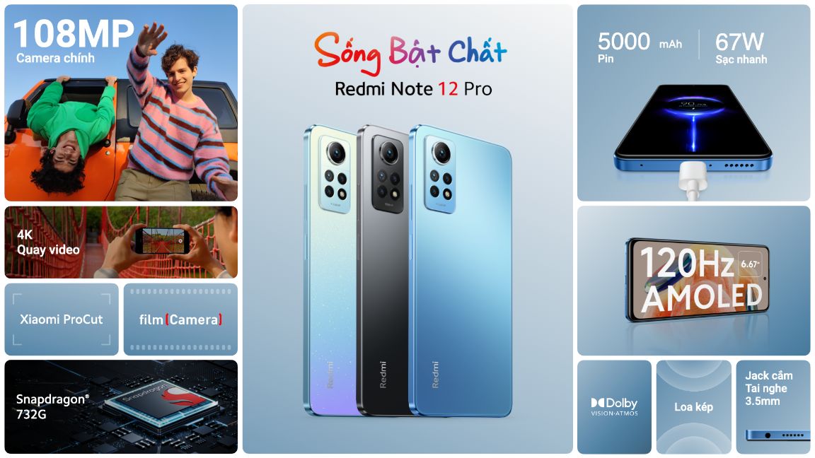 Redmi Note 12 Pro 2 Redmi Note 12S và Redmi Note 12 Pro chính thức ra mắt tại Việt Nam