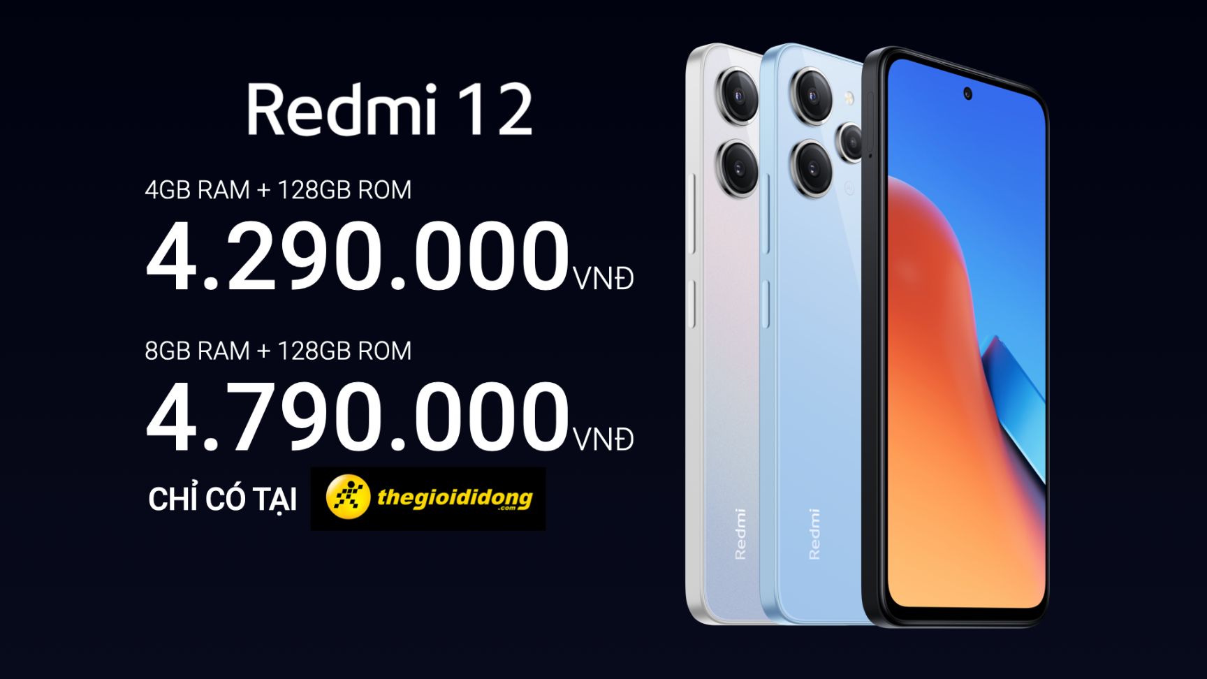 Giá bán Xiaomi ký kết hợp tác chiến lược với Thế Giới Di Động mở bán đặc biệt Redmi 12