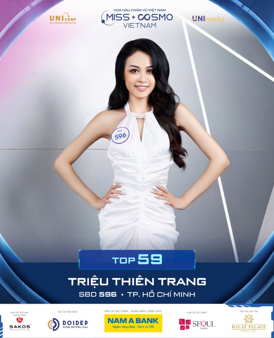 SBD 596 TRIỆU THIÊN TRANG Lộ diện 10 thí sinh đầu tiên của Top 59 Miss Cosmo Vietnam 2023