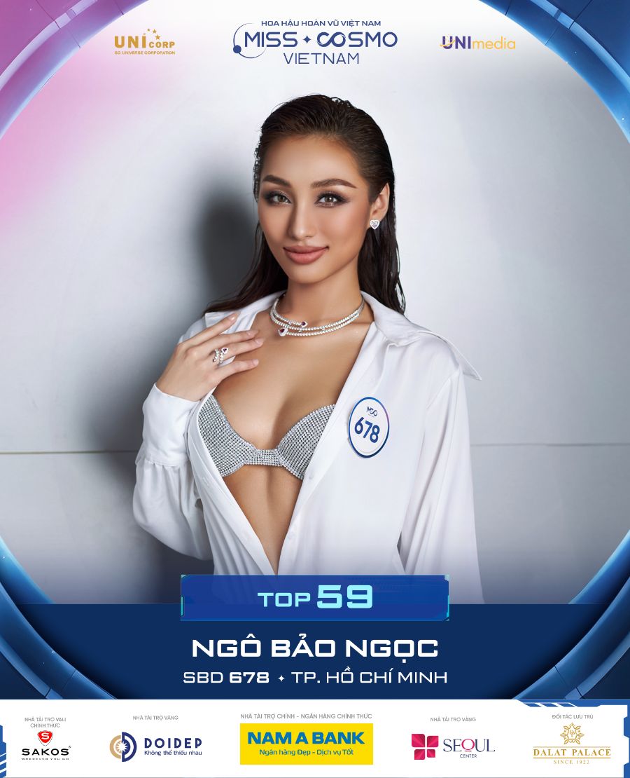 SBD 678 NGÔ BẢO NGỌC Lộ diện 10 thí sinh đầu tiên của Top 59 Miss Cosmo Vietnam 2023
