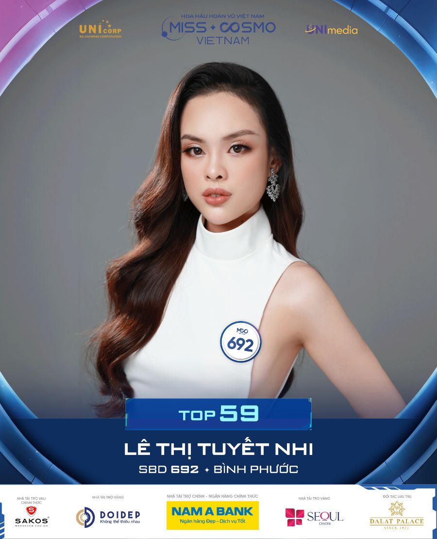 SBD 692 LÊ THỊ TUYẾT NHI Miss Cosmo Vietnam 2023 tiếp tục công bố thêm 10 thí sinh bước vào Top 59