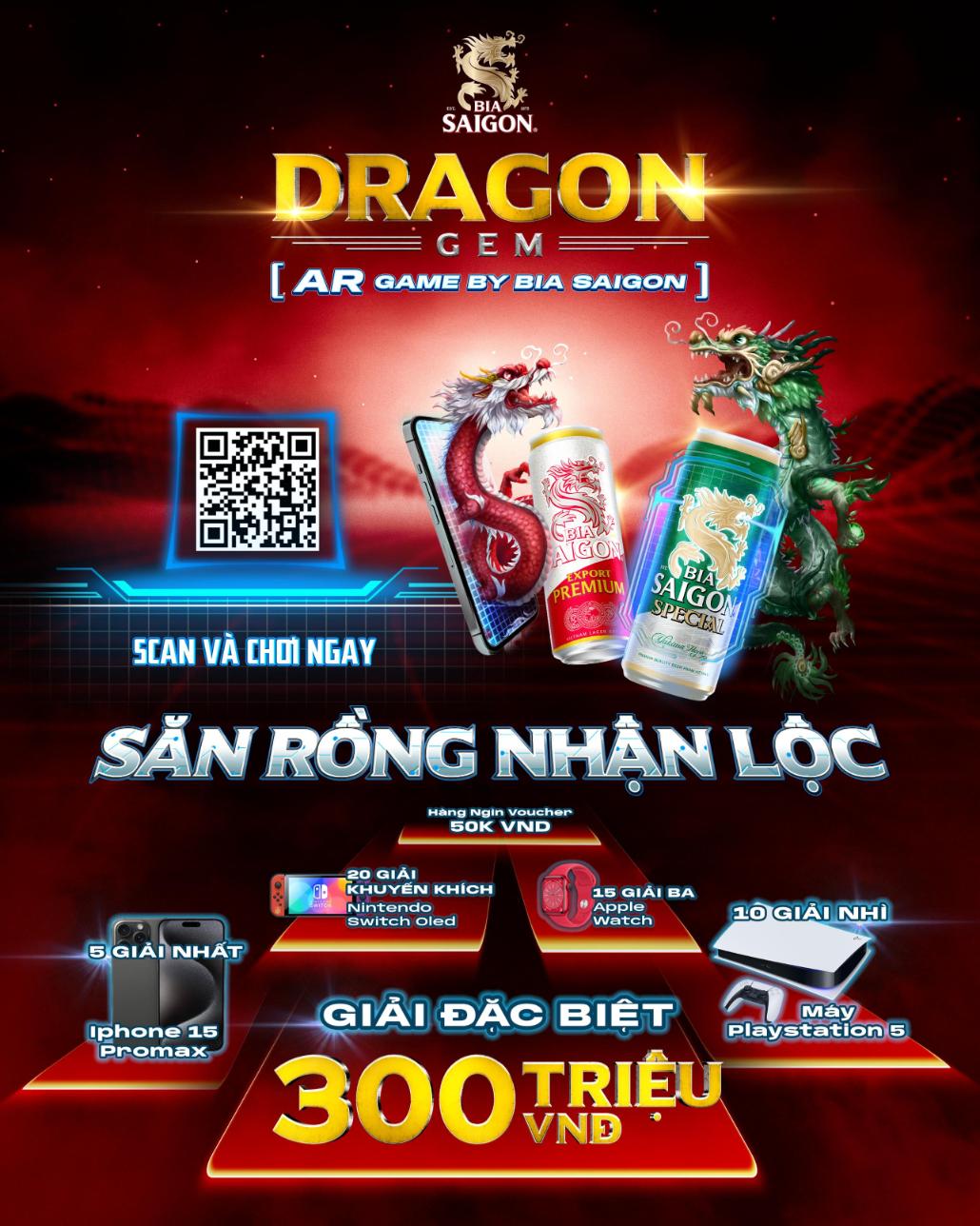 Loạt giải thưởng hấp dẫn với giá trị lên đến 15 tỷ đồng là một trong những yếu tố thu hút người chơi  Bia Saigon ra mắt AR Game săn rồng với tổng giải thưởng lên đến 1,5 tỉ đồng