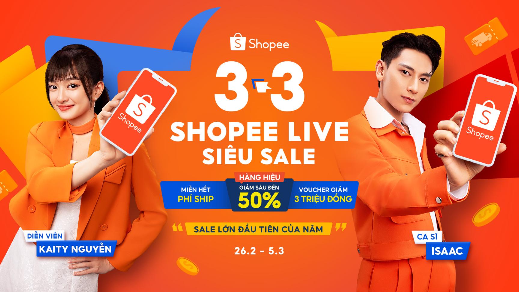 1 3.3 Shopee Live Siêu Sale hạ cánh với kho voucher 3 triệu đồng và chuỗi siêu live mới lạ! 
