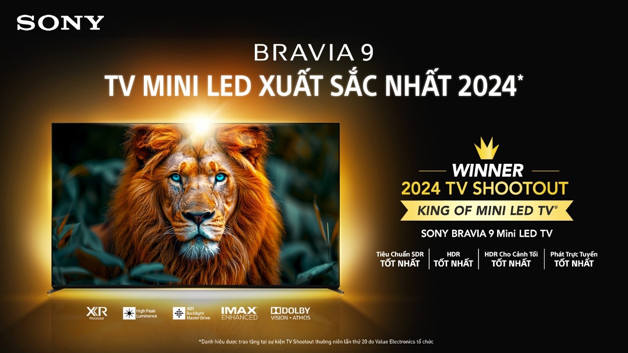 sony TV Sony BRAVIA 9 đoạt giải King of MiniLED TV – TV MiniLED tốt nhất 2024