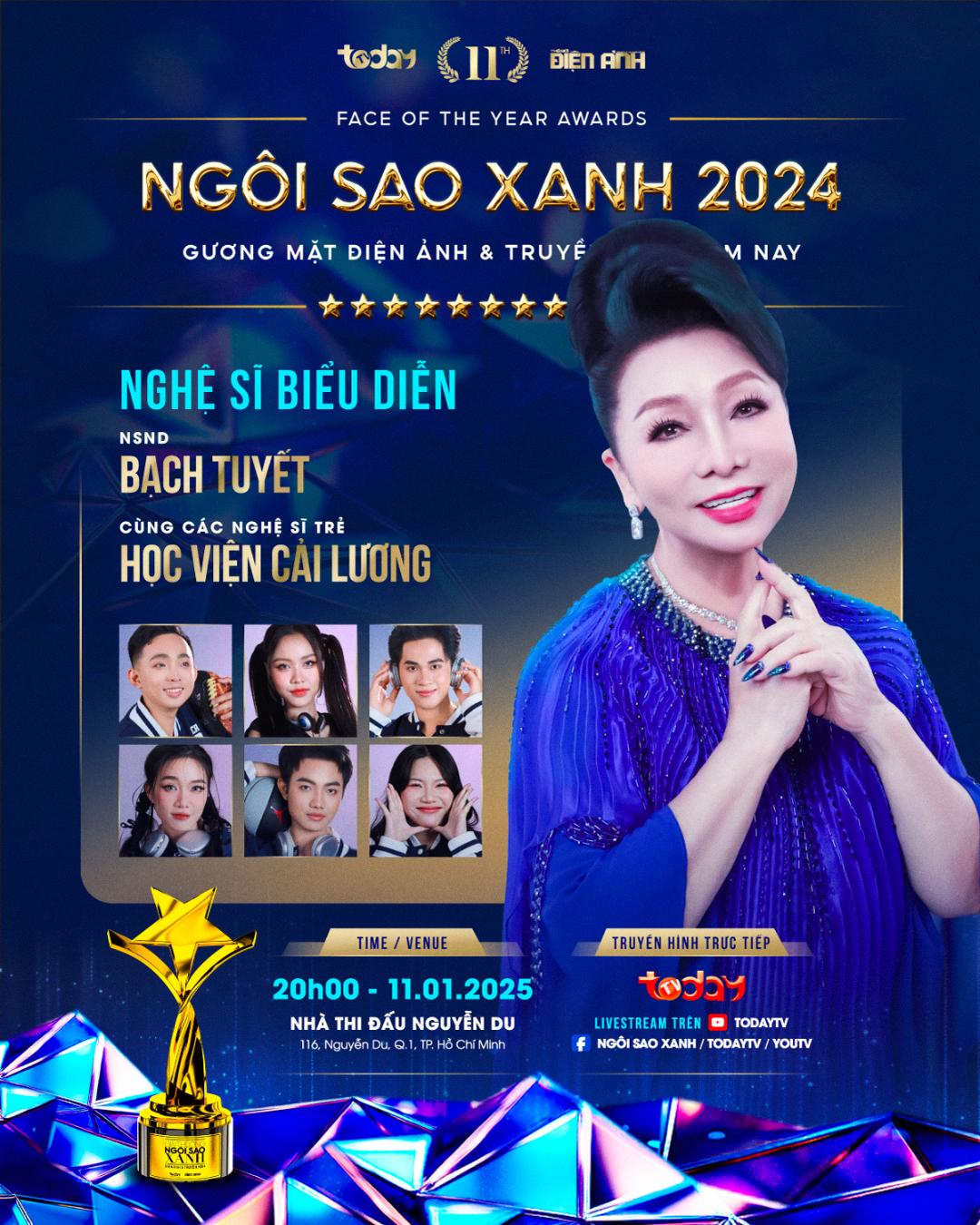 Nguoisibieudien Bach Tuyet Gala trao giải thưởng Ngôi Sao Xanh 2024 quy tụ hơn 300 ngôi sao trong nước lẫn quốc tế