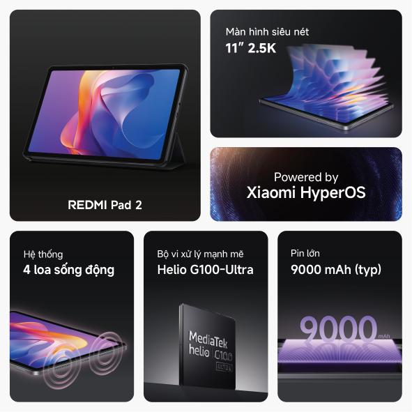 REDMI PAD 2 KSP 4.5 STANDARD Redmi Pad 2 Series ra mắt, hiệu năng tối ưu cho học tập & giải trí, giá chỉ từ 4,99 triệu đồng