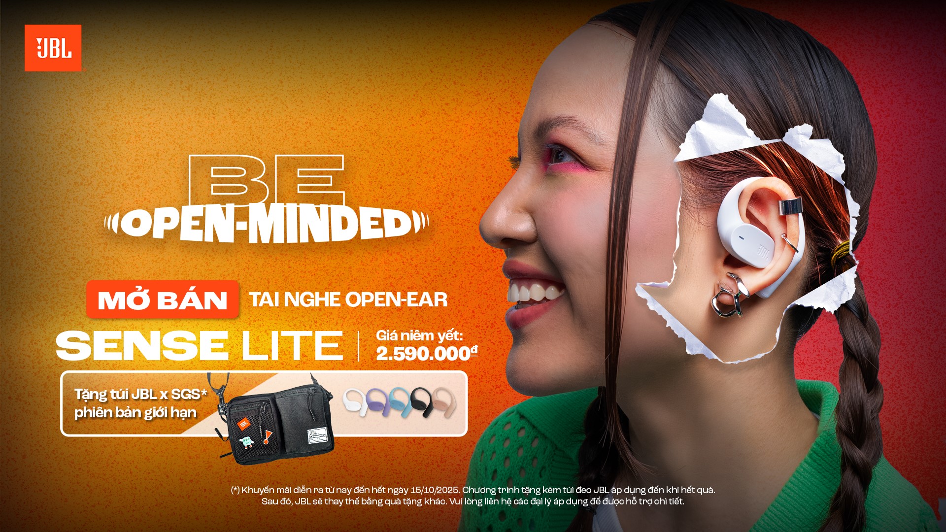 JBL SENSE LITE Ra mắt JBL Sense Lite: Tai nghe mở trọn âm thanh