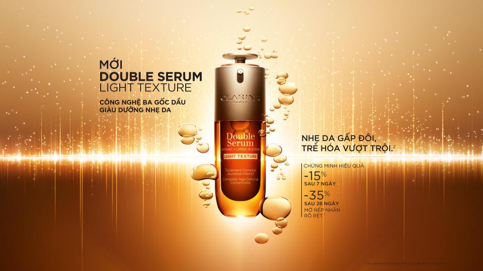 serum light 3 Clarins ra mắt Double Serum Light Texture: Kích hoạt sức mạnh chống lão hóa