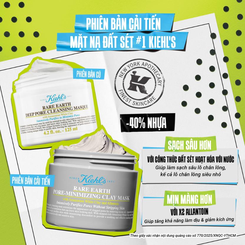 Kiehl’s Rare Earth Clay Mask 1 Kiehl’s Rare Earth: Mặt nạ đất sét phiên bản cải tiến đánh bay mụn đầu đen, dầu thừa