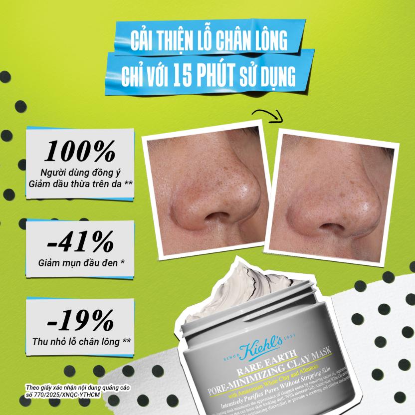 Kiehl’s Rare Earth Clay Mask 2 Kiehl’s Rare Earth: Mặt nạ đất sét phiên bản cải tiến đánh bay mụn đầu đen, dầu thừa
