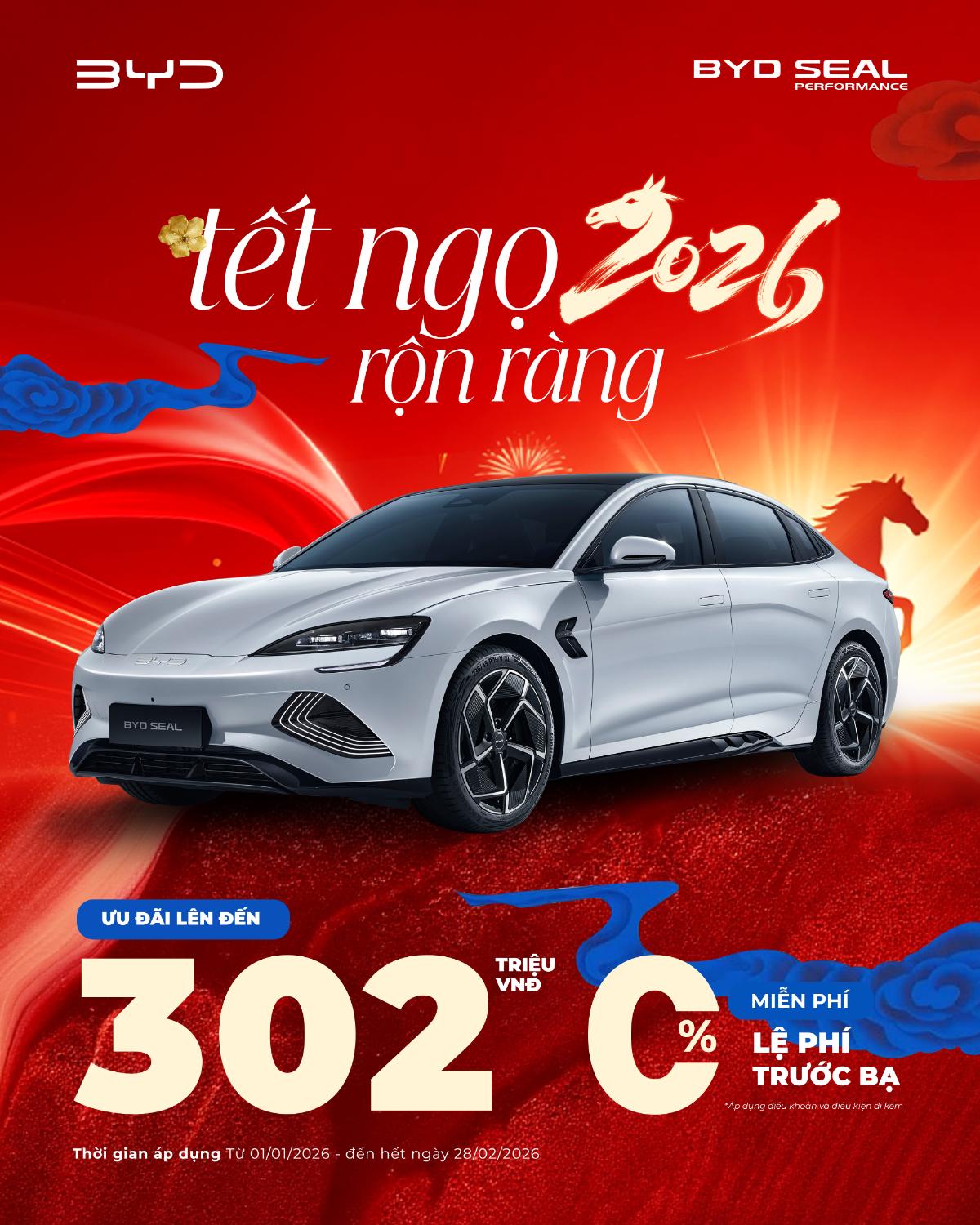 Tết Ngọ rộn ràng Ưu đãi ngập tràn BYD SEAL Performance 2 BYD Việt Nam triển khai ưu đãi chào năm mới Tết Ngọ Rộn Ràng   Ưu Đãi Ngập Tràn