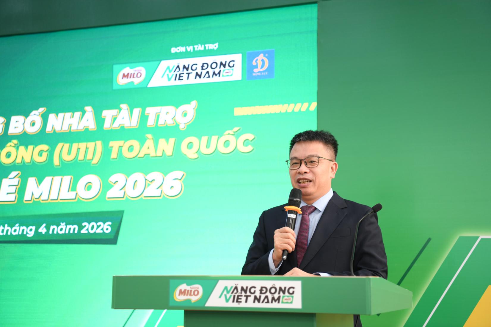 Nestlé MILO tiếp tục đồng hành cùng giải Bóng đá Nhi đồng (U11) Toàn quốc 2026 Ông Nguyễn Phan Khuê Trưởng Ban tổ chức Giải Tổng biên tập Báo TNTPNĐ Nestlé MILO tiếp tục đồng hành cùng giải Bóng đá Nhi đồng (U11) Toàn quốc 2026
