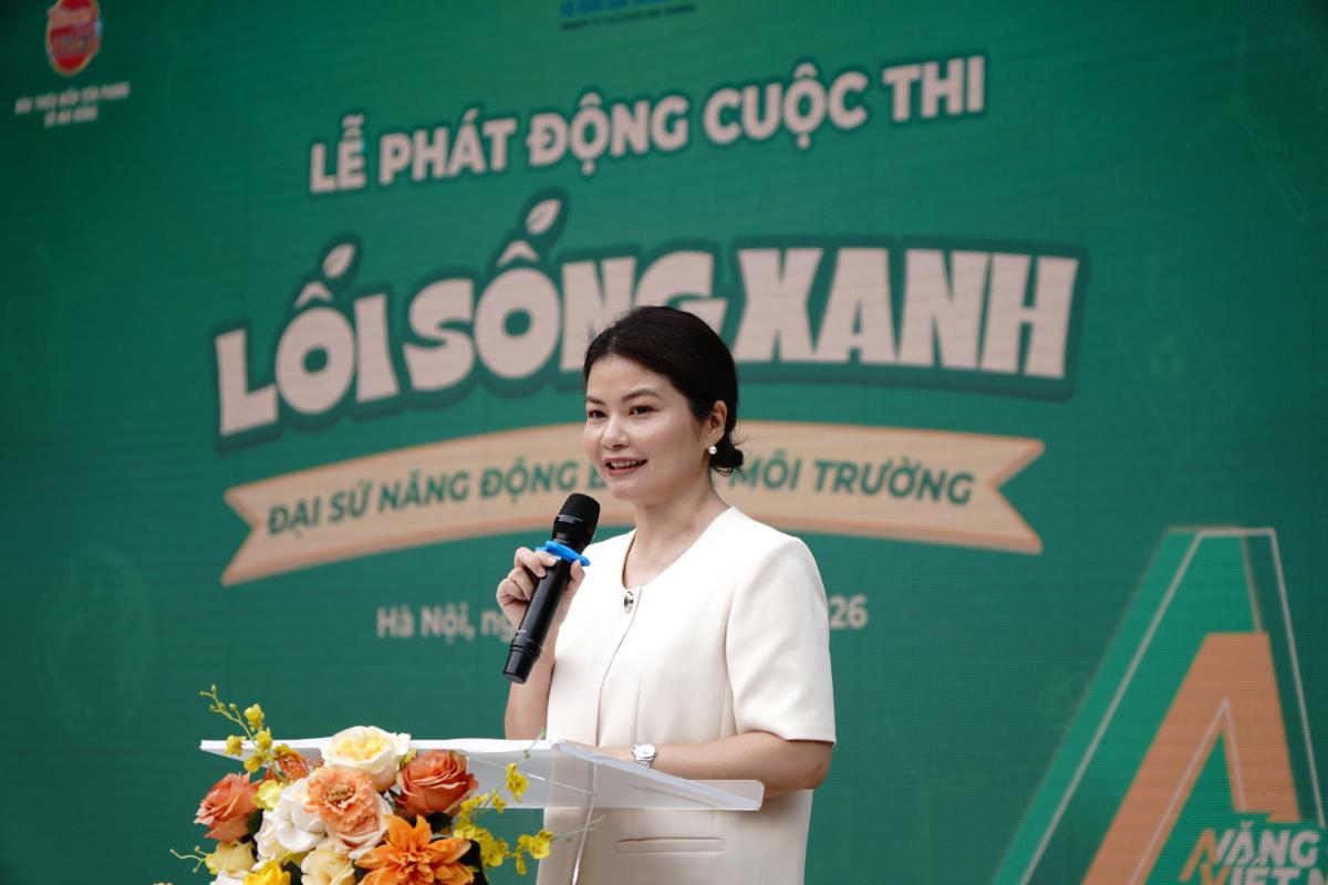 Bà Lê Thị Hoài Thương đại diện Công ty TNHH Nestlé Việt Nam bày tỏ những giá trị và thói quen tốt được hình thành từ khi còn đi học sẽ theo các em suốt hành trình trưởng thành. Khởi động cuộc thi toàn quốc lan tỏa lối sống xanh và năng động cho học sinh tiểu học