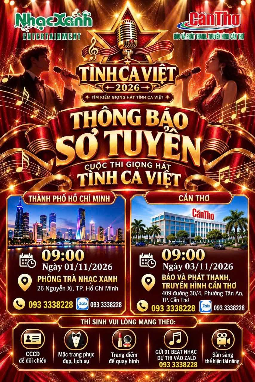 tinh ca Viet 3 Tình Ca Việt 2026 chính thức khởi động với tổng giá trị giải thưởng 210 triệu đồng